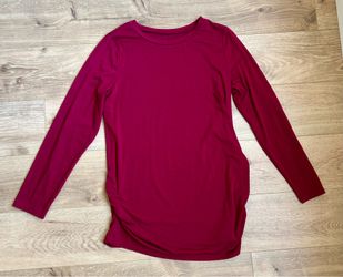 Magenta Long Sleeve Maternity Tunic Top with Side Buttons