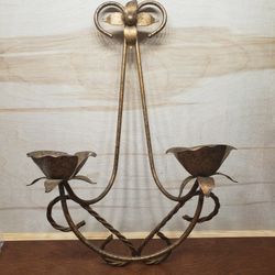 Vintage Homco Double Arm Tulip Rose Twisted Candle Holder Wall Sconce
