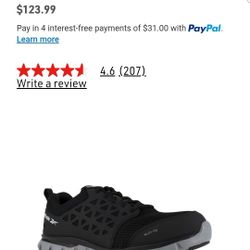 Black Reebok Cushion Alloy Safety Toe Work Shoes Size 7w Men's 9w Women's 