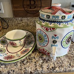 Drink Dispenser, Platter, Bowl 