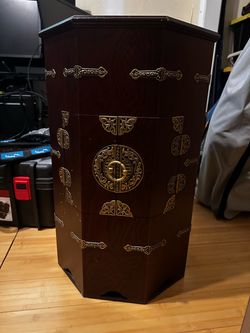 Asian end table storage stand