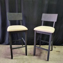 High Back Wood Bar Stool with Fabric Seat