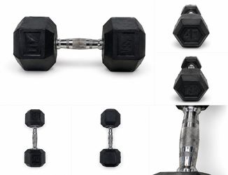 1- 40 lb Rubber Hex Dumbbell – Commercial Quality