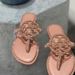 Tory Burch Nude Pink Sparkle Sandals 