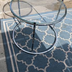 Mcm Chrome Metal And Glass Side Table