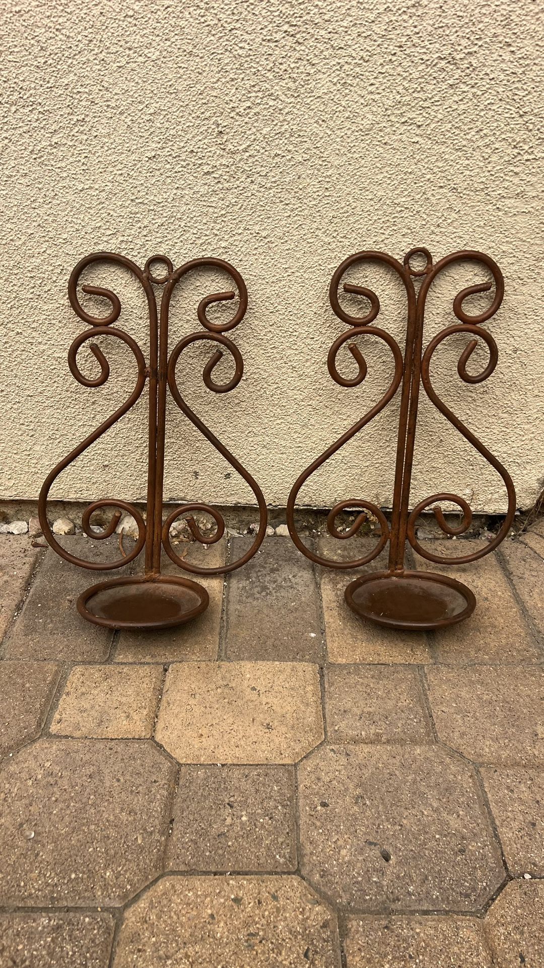 Wrought Iron Wall Candle Holders-Pair