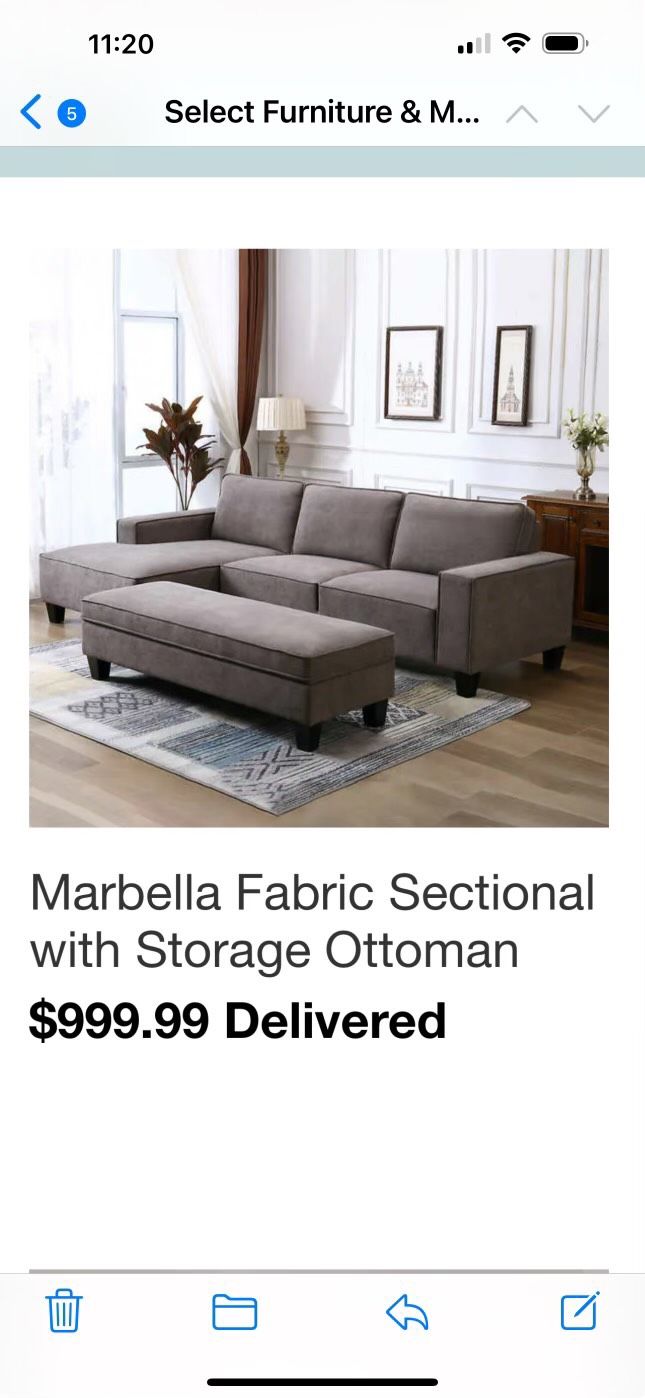 Like New Gray sectional From Costco $800 OBO