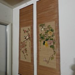Vintage Japanese Hanging Art (Set Of 2)