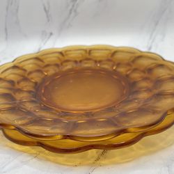 Vintage 1960s Imperial Glass Ohio Amber Set Of 2 Luncheon Plates 8"