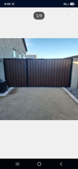 Double Driveway Gate with Black Metal Frame