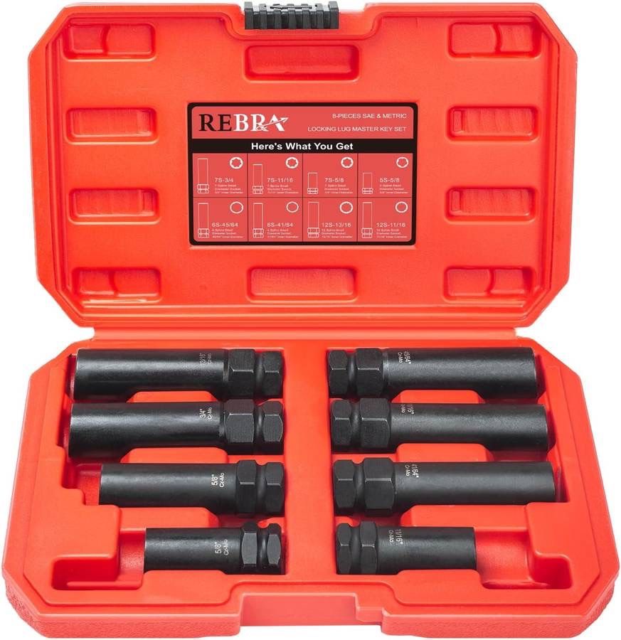 new 6 Spline & 7 Spline Lug Nut Socket Set, Spline Lug Nut Lock Key, Locking Wheel Lug Nut Removal Tool for Easy Installation and Removal of Lug Nuts
