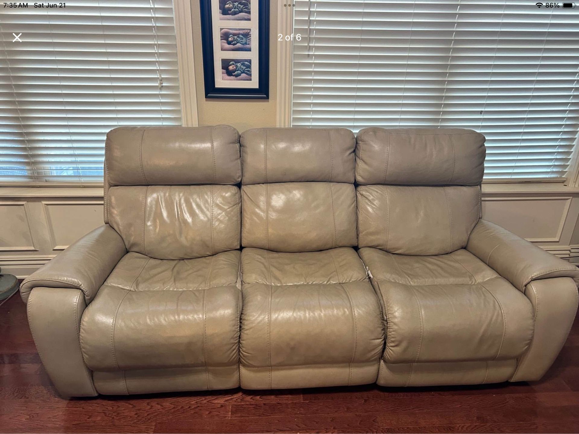 Dual Reclining Sofa With Adjustable Headrest And USB Ports