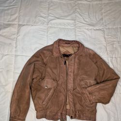 Vintage Retro Men's Brown XL Thick Leather Jacket