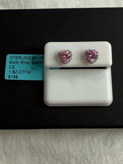 🩷Sterling Silver Pink Heart Stud Earrings 🩷