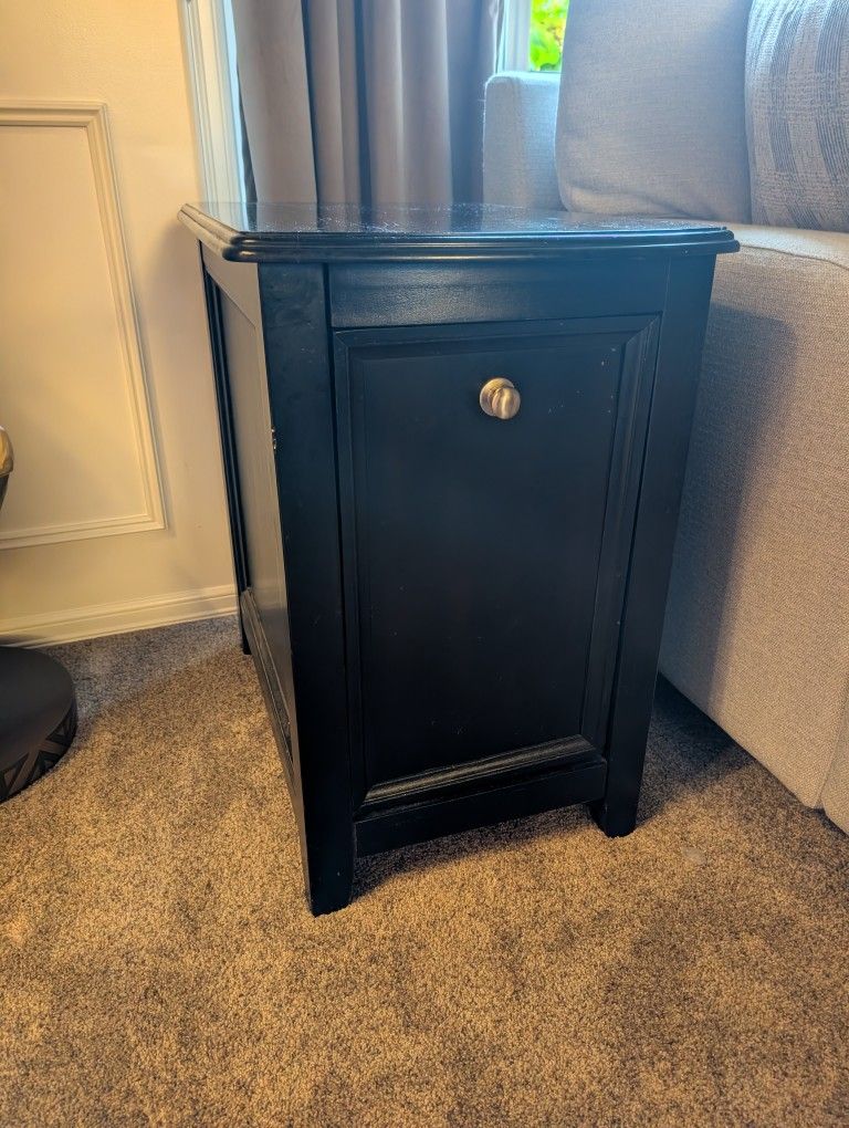 Set of 2 Black Side Tables with Storage
