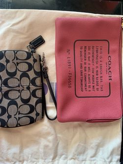 Coach Signature Wristlet and Pink Pouch Set