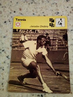 Vintage 1978 sportscaster tennis/ jaroslav drobny/ third time lucky/ Olympic collector card # 25-15