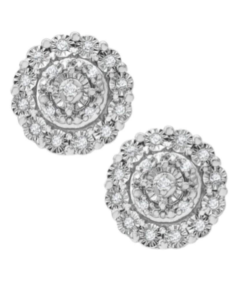 Brilliant Diamonds 1/10 Ct. TW Diamond Halo Stud Earrings