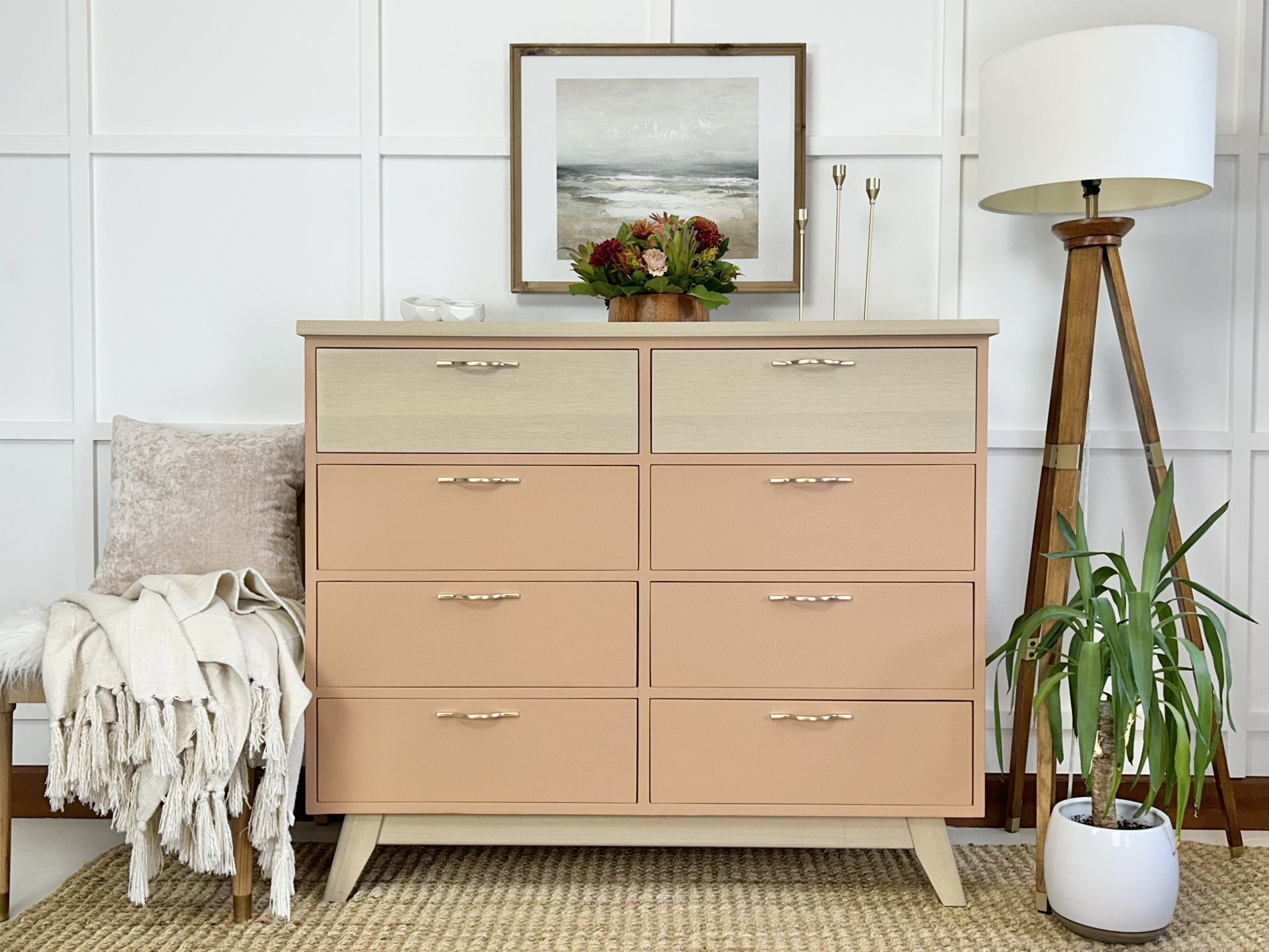 Mid Century 8 Drawer All Wood Dresser