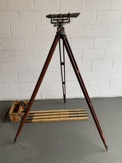 Vintage # 56557 David White Survey Level, Tripod, And Level Rod
