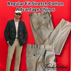Brooks Brothers Regular Fit Stretch Cotton Advantage Chinos, Size 33W /34 L (Beige) 