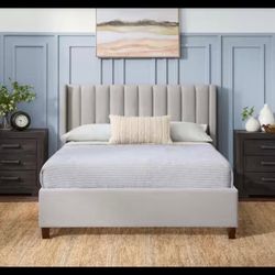 Upholstered California king gray Bed Frame