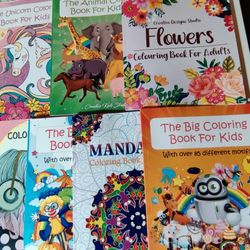 Kids + Adult  Coloring Books Brand New Lot Of 7 