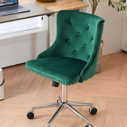 VINGLI Velvet Office Chair, Modern Office Chair Velvet Desk Chair for Bedroom Upholstered Office Chair Swivel Chair with Wheels, Tufted Office Chair A