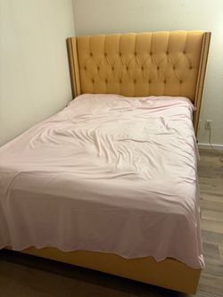 Beautiful fabric yellow bed frame