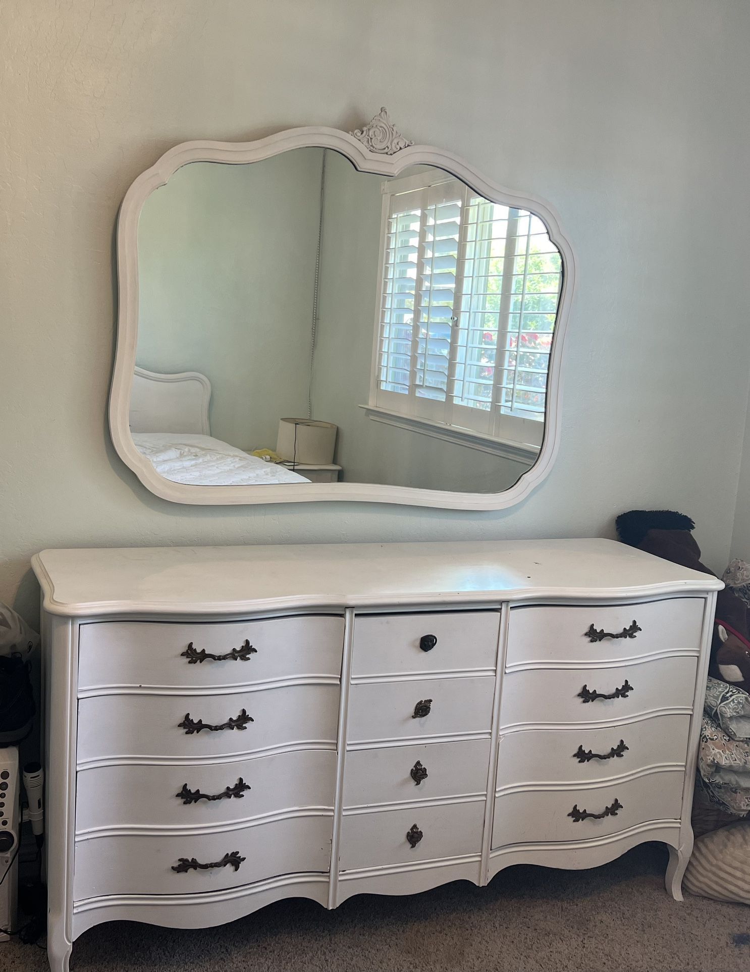 Vintage French Provencial Dixie Dresser With Dovetail Drawers.