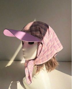 Pink Plaid Scarf Cap