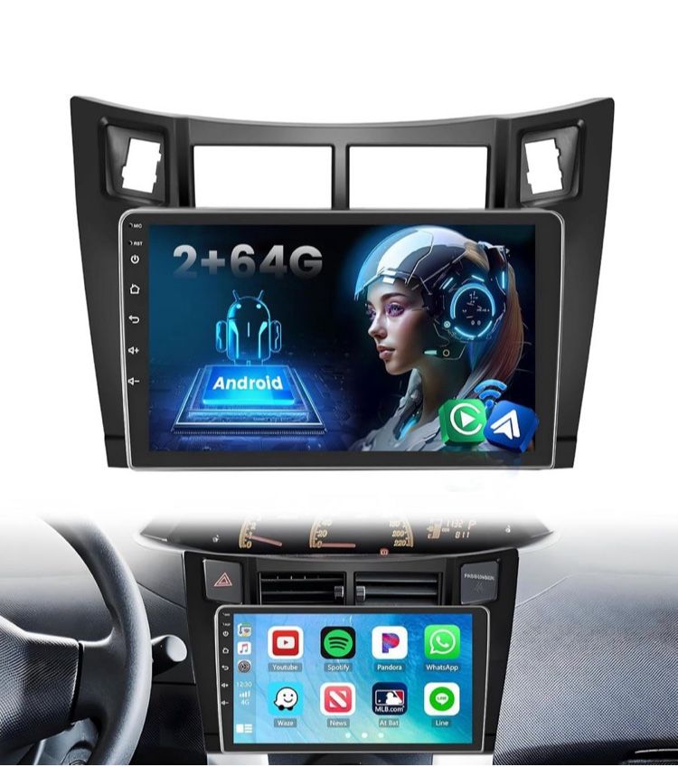 [2+64G] Android 15 Car Radio Stereo – Toyota Yaris 2006–2011 🎶🚗
