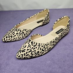 Size (36) 5.5 US Fashion Brand women's leopard print pointed-toe d'Orsay flats