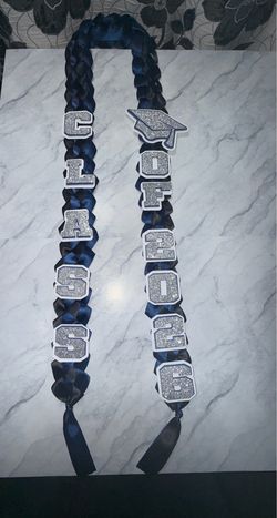 homemade graduation Lei (satin black & navy blue) | Class of 2026