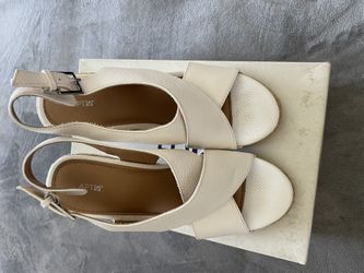 Leather Sling Back Peep Toe Wedges