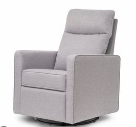 Gray Upholstered Swivel Glider Recliner Chair  - DaVinci Olive Swivel Glider Recliner