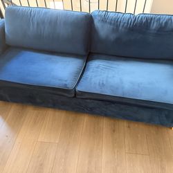 Blue Velvet Sleep Sofa-Clean & Confortable-Pull Out Bed