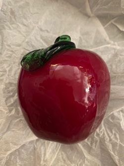 Vintage red ceramic apple paperweight