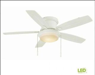 Hampton Bays "Roanoke" 48 in. LED Indoor/Outdoor Matte White Ceiling Fan - (Brand New)
