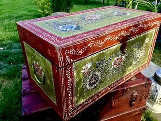 Hand painted Trunk Vintage Rustic