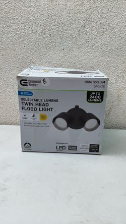 Commercial Electric Twin Head LED Flood Light Bronze