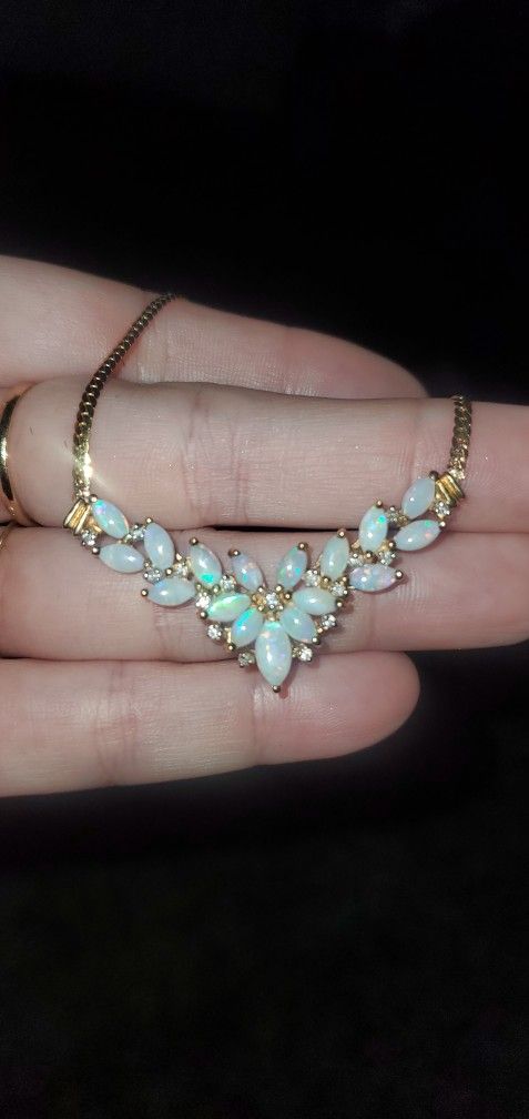 14k Gold Opal Necklace
