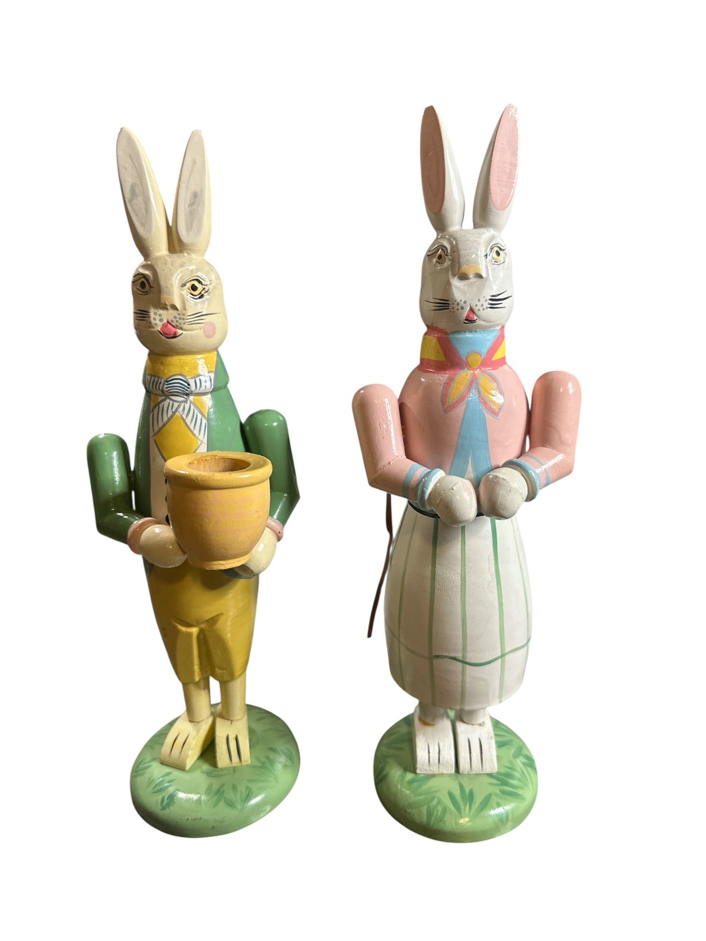 Its Mr and mrs Bunny made of wood 11”. T-175