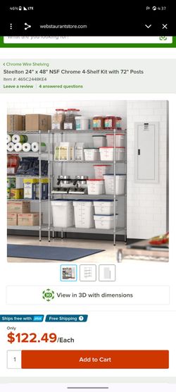 Steelton 24" x 48" NSF Chrome 4-Shelf Kit with 72" Posts
Item number Item #: