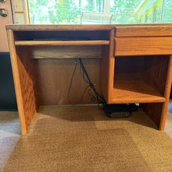 Wood Desk with Keyboard Tray – $25