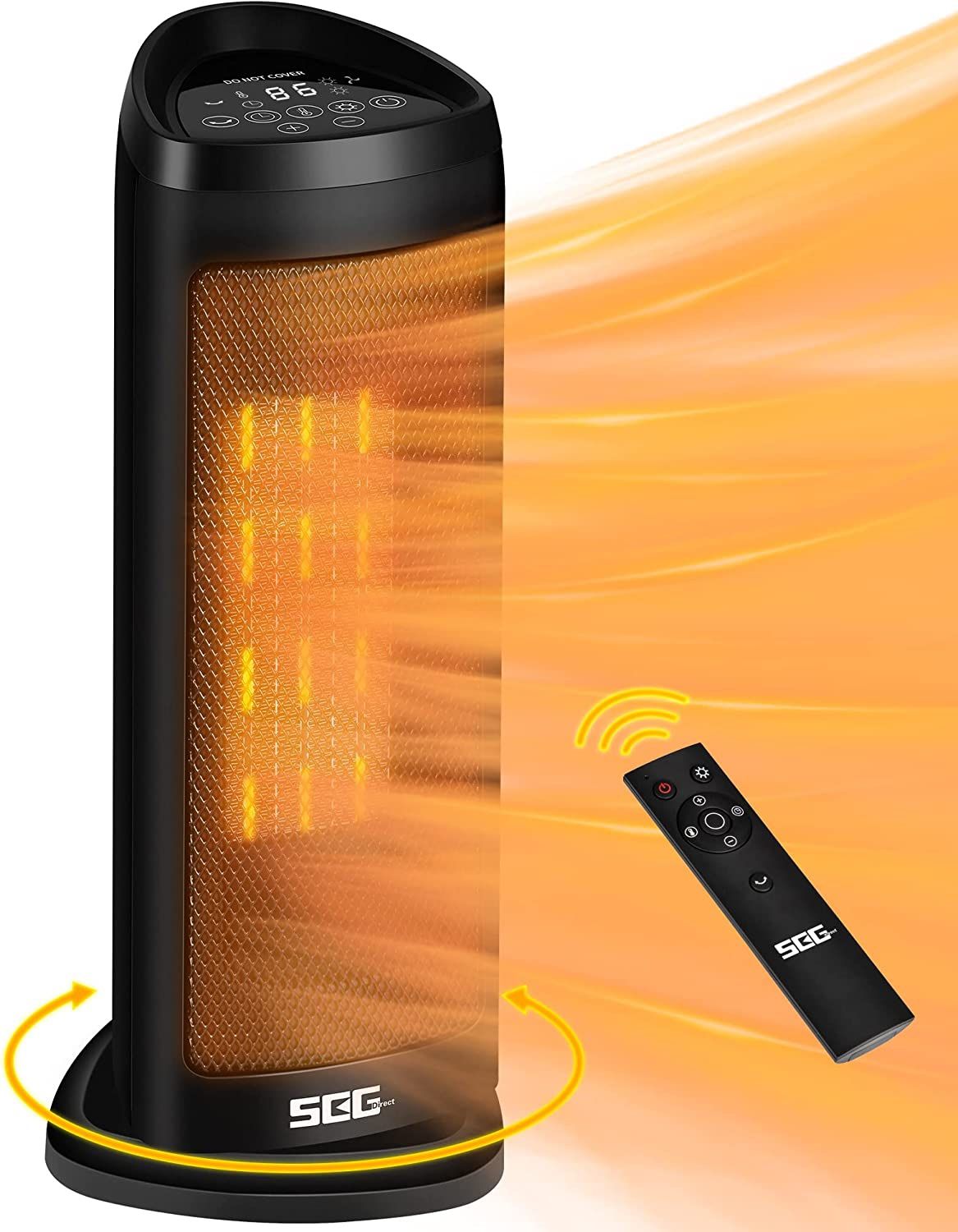 Space Heater for Indoor Use Electric Heaters SEG Direct 1500W Ceramic Heater with Remote Control Adjustable Thermostat Oscillating and 12H Timer