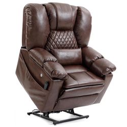 #A43abc- Massage Recliner for Elderly, Big Man Recliner 400 lbs Heavy Duty, Oversized Power Lift Recliner Chair with Airbag Massage & Heating, Lay Fla