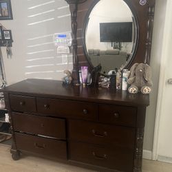 Solid Wood Dresser with Mirror