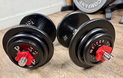 Set of Adjustable Cast Iron Dumbbells… Beautiful… VINTAGE… 82 pounds of coolness.