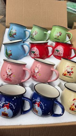 Mifoci Christmas Santa Ceramic Mugs Set of 12